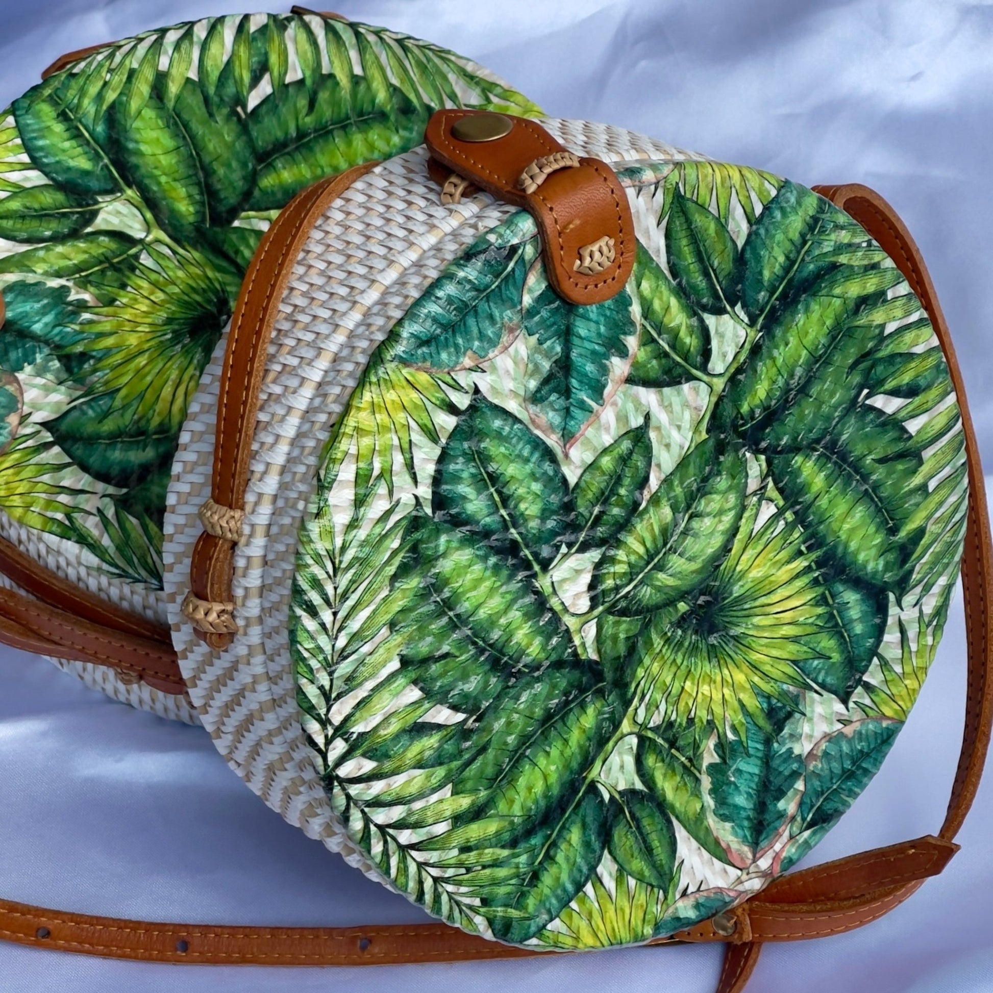 White Rattan Bag - Monstera - STRAWBAGS_KE